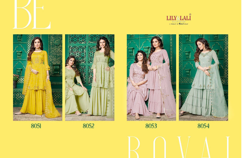Lily And Lali Eminent Double Sequence Handwork Wedding Wear Kurtis With Bottom & Dupatta