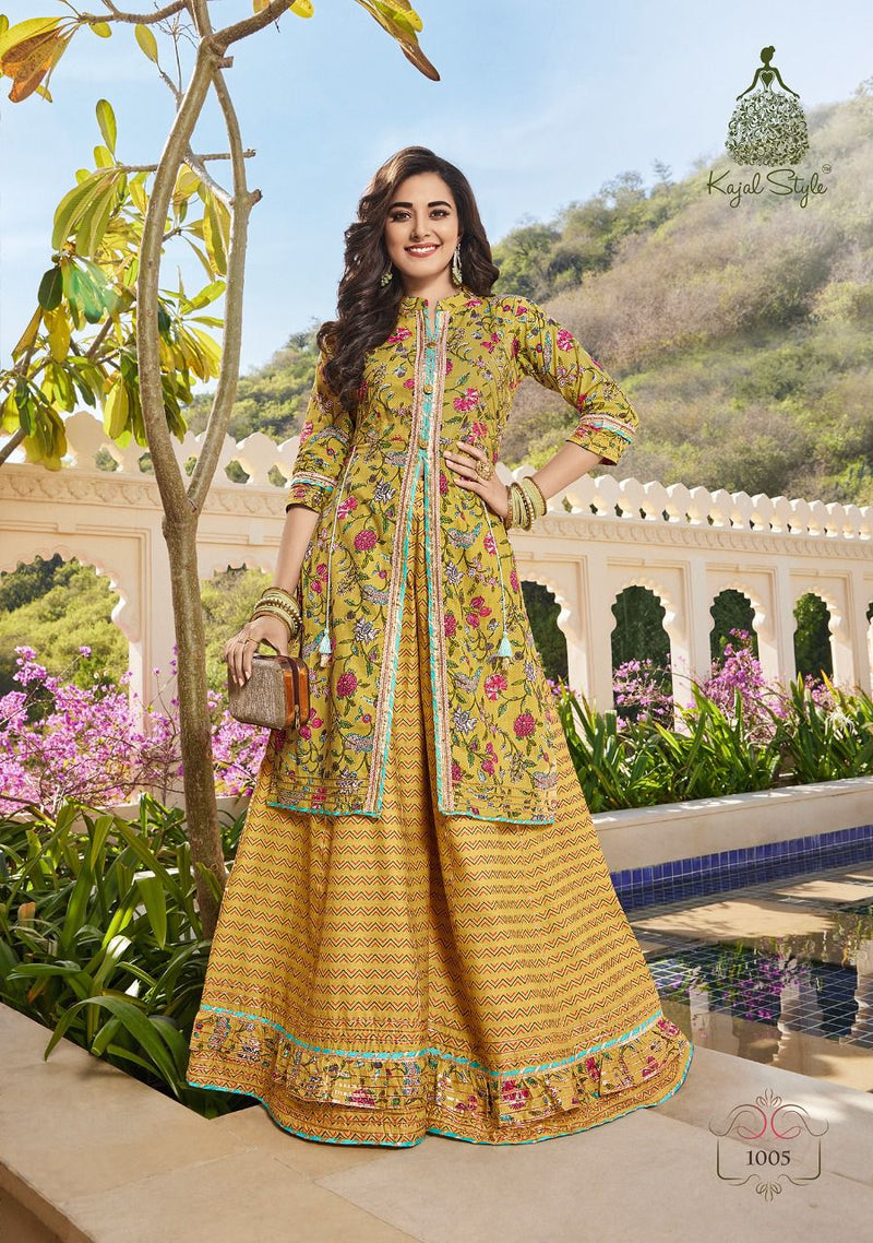 Kajal Style Eliza Vol 1 Cotton Embroidered Party Wear  Kurtis With Sharara Bottom
