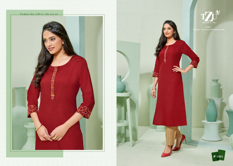 Tzu Lifestyle Eshanna Cotton Fancy Office Wear Kurtis