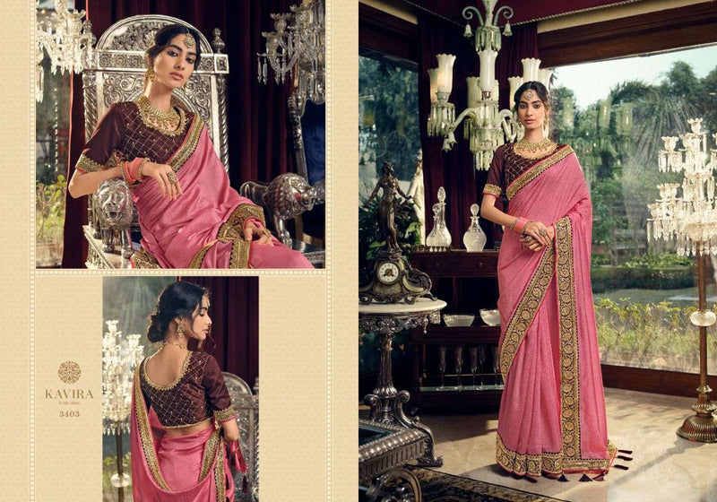 Kaveri Evergreens Heavy  Vichitra Silk Fancy Blue  Beautiful Party Wear Sarees