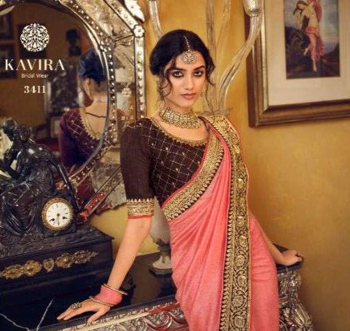 Kaveri Evergreens Heavy  Vichitra Silk Fancy Blue  Beautiful Party Wear Sarees