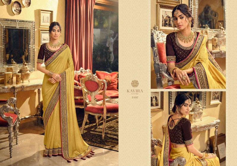 Kaveri Evergreens Heavy  Vichitra Silk Fancy Blue  Beautiful Party Wear Sarees