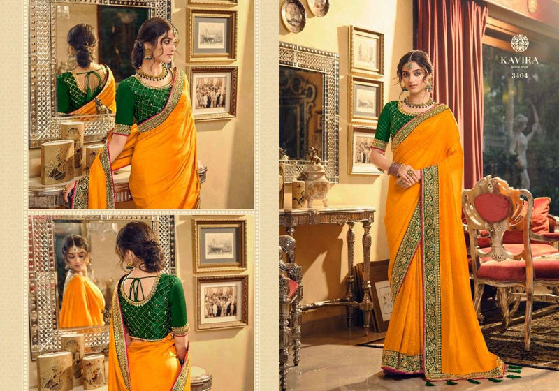 Kaveri Evergreens Heavy  Vichitra Silk Fancy Blue  Beautiful Party Wear Sarees