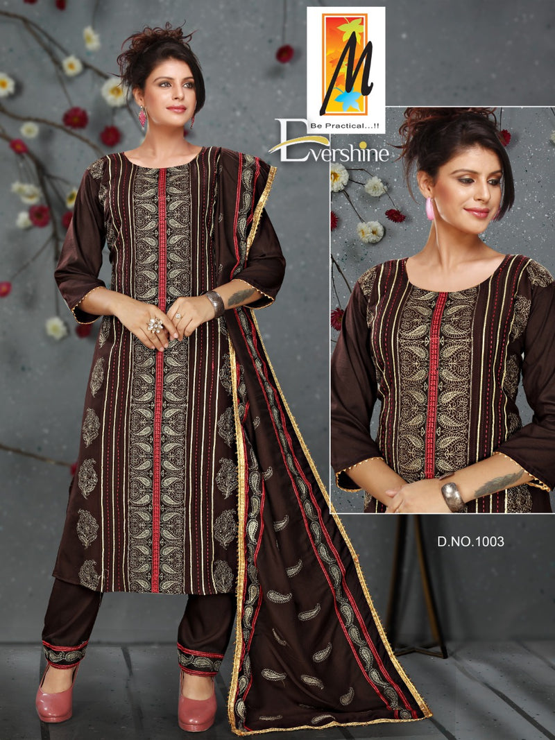 Master Evershine Chanderi Party Wear Ready Made  Salwar Suits