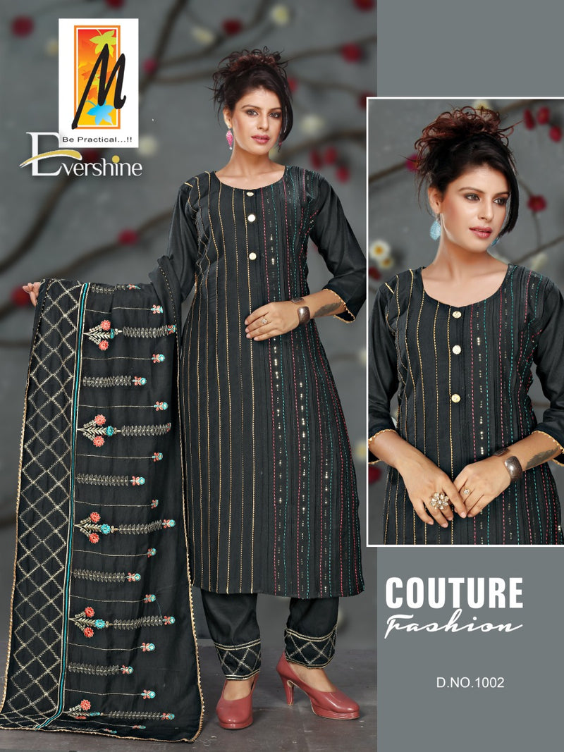 Master Evershine Chanderi Party Wear Ready Made  Salwar Suits
