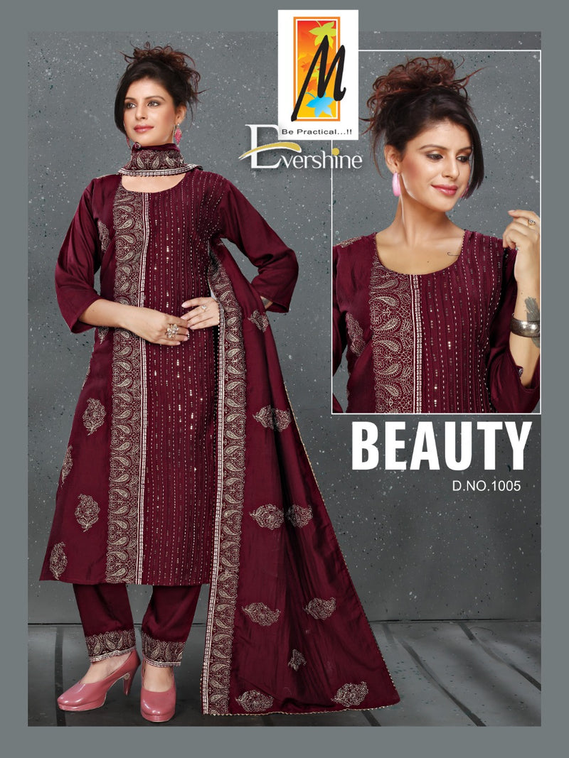 Master Evershine Chanderi Party Wear Ready Made  Salwar Suits