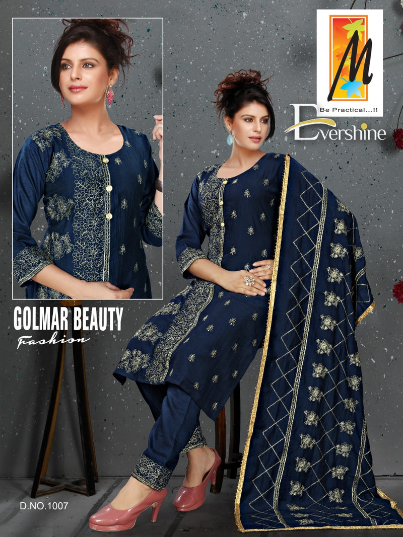 Master Evershine Chanderi Party Wear Ready Made  Salwar Suits