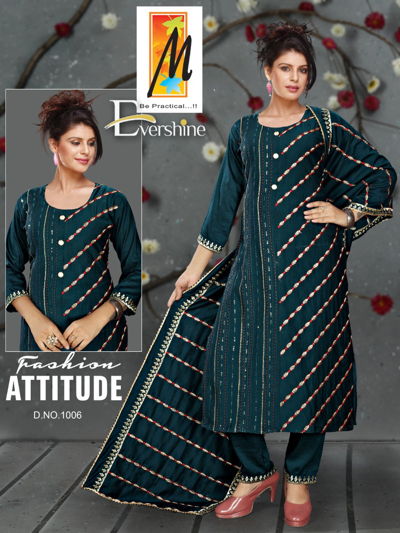 Master Evershine Chanderi Party Wear Ready Made  Salwar Suits