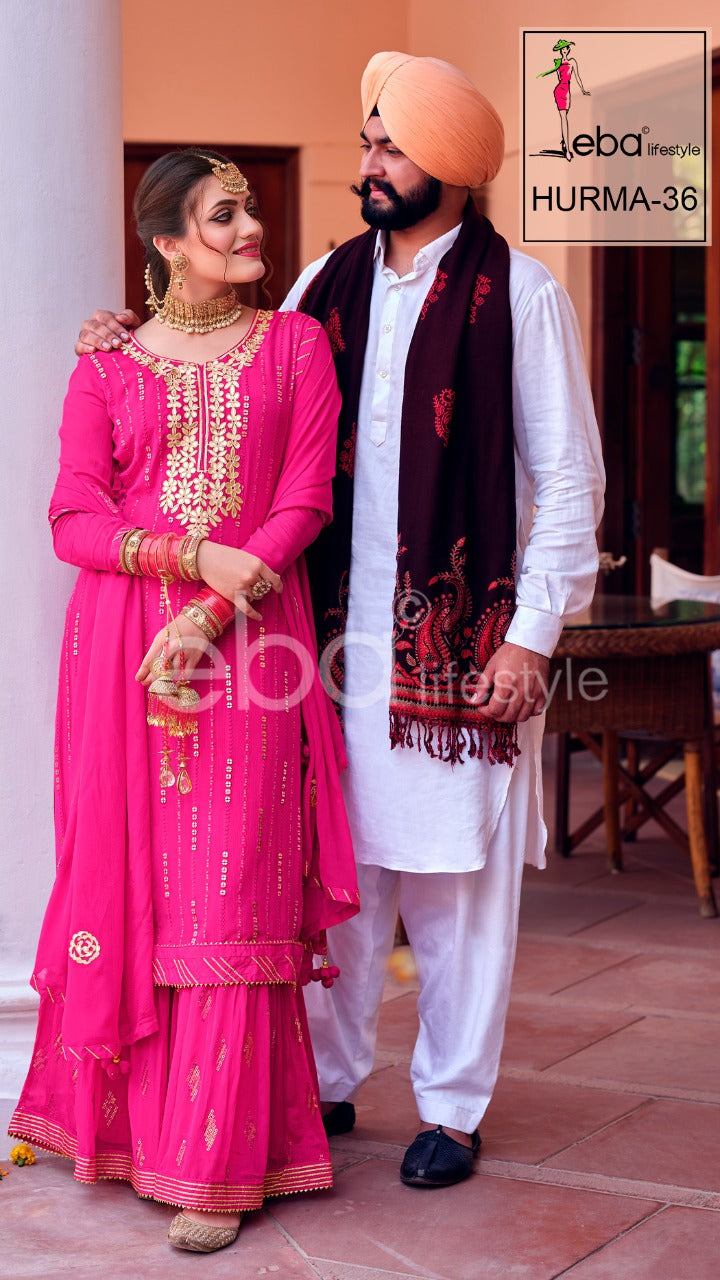 Eba Lifestyle Hurma Vol 36 Karwa Chouth Special Chinon With Embroidery Work