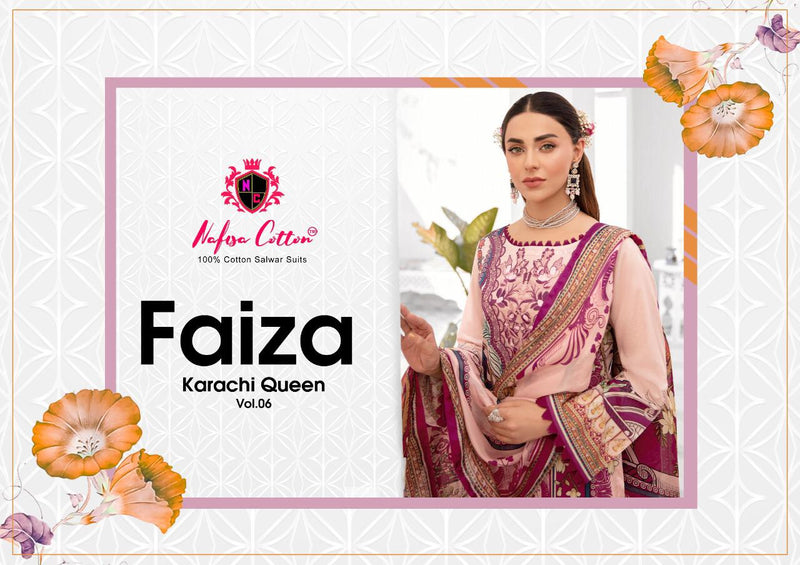 Nafisa Cotton Faiza Karachi Queen Vol 6 Pakistani Style Party Wear Cotton Salwar Suits