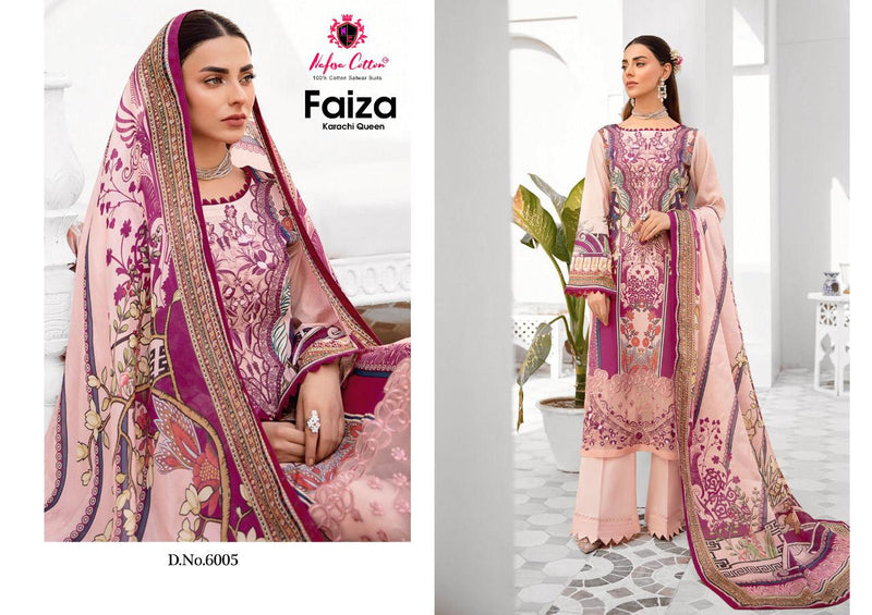 Nafisa Cotton Faiza Karachi Queen Vol 6 Pakistani Style Party Wear Cotton Salwar Suits