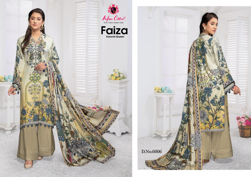 Nafisa Cotton Faiza Karachi Queen Vol 6 Pakistani Style Party Wear Cotton Salwar Suits