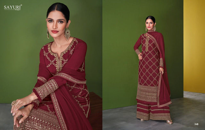 Sayuri Designer Falaq Real Georgette Heavy Designer Party Wear Kurtis With Plazo & Dupatta