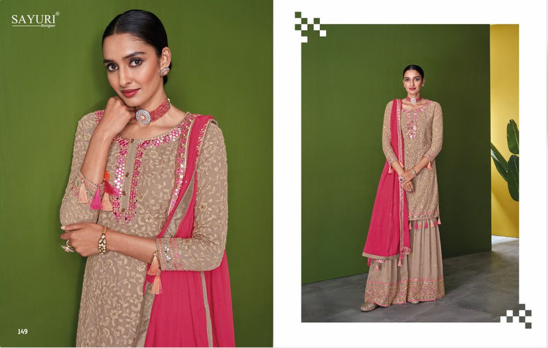 Sayuri Designer Falaq Real Georgette Heavy Designer Party Wear Kurtis With Plazo & Dupatta