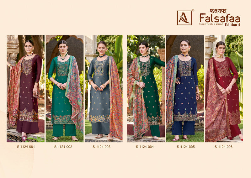 Alok Suit Falsafaa Edition Vol 4 Jacquard With Beautiful Work Stylish Designer Festive Wear Salwar Kameez
