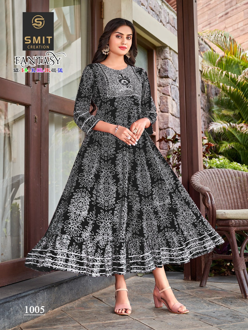 Poonam Fantasy Rayon With Printed Work Stylish Designer Casual Look Fancy Kurti