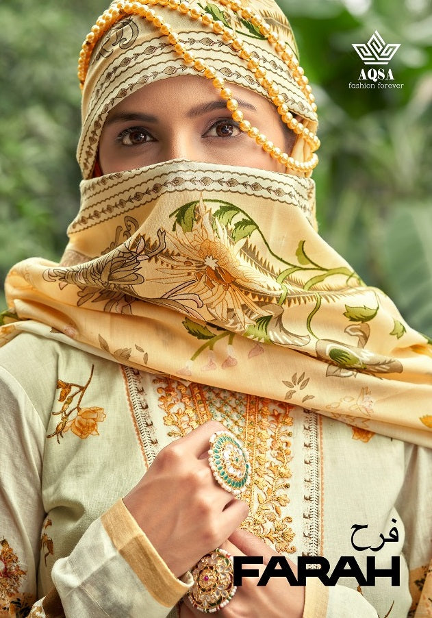 Aqsa Farah Dno 101 To 106 Pure Cotton Printed With Embroidery Work Stylish Designer Party Wear Salwar Kameez