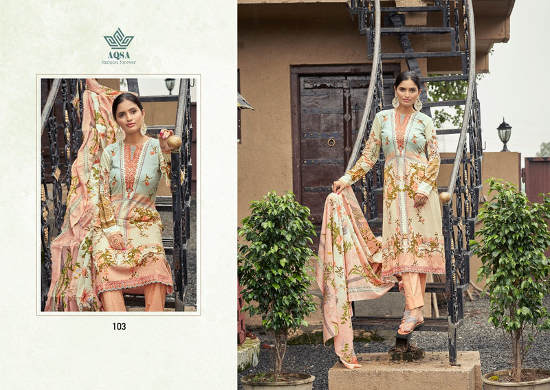Aqsa Farah Dno 101 To 106 Pure Cotton Printed With Embroidery Work Stylish Designer Party Wear Salwar Kameez