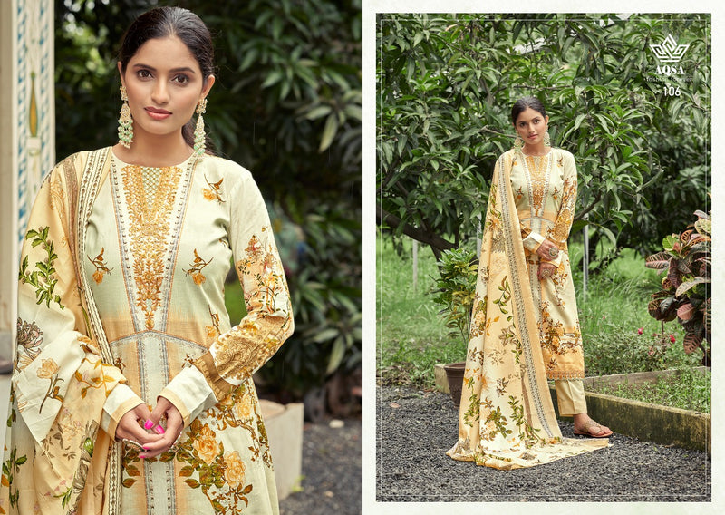 Aqsa Farah Dno 101 To 106 Pure Cotton Printed With Embroidery Work Stylish Designer Party Wear Salwar Kameez
