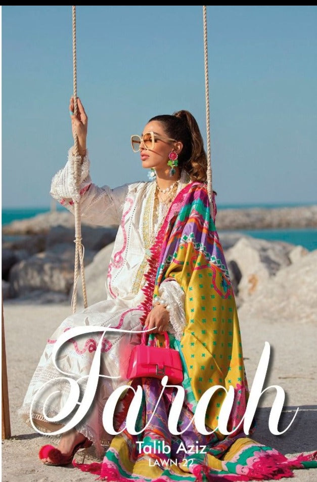Deepsy Suits Farah Talib Aziz Lawn 22 Cotton Embroidered Pakistani Style Party Wear Salwar Suits