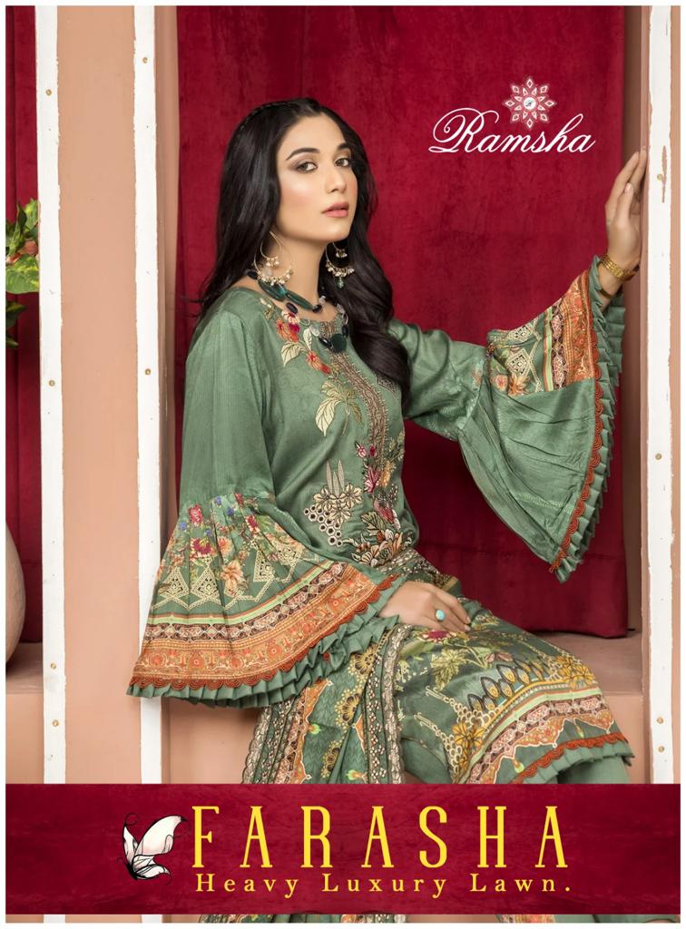 Ramsha Farasha Heavy Luxury Lawn Cotton Printed Designer Salwar Kameez