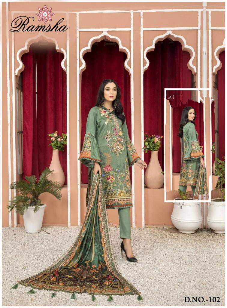Ramsha Farasha Heavy Luxury Lawn Cotton Printed Designer Salwar Kameez