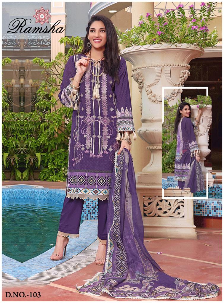 Ramsha Farasha Heavy Luxury Lawn Cotton Printed Designer Salwar Kameez