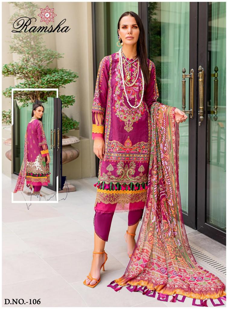 Ramsha Farasha Heavy Luxury Lawn Cotton Printed Designer Salwar Kameez