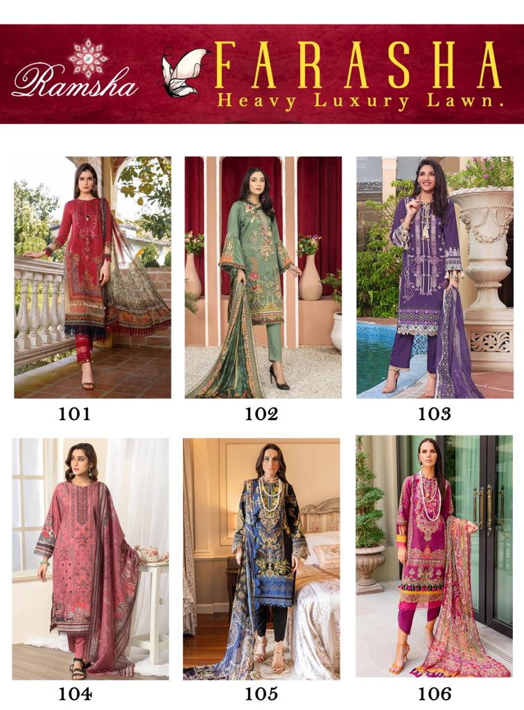 Ramsha Farasha Heavy Luxury Lawn Cotton Printed Designer Salwar Kameez