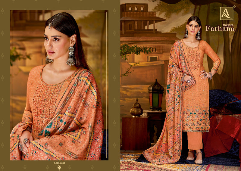 Alok Suit Farhana Pashmina With Fancy Embroidery Work Stylish Designer Casual Wear Salwar Kameez