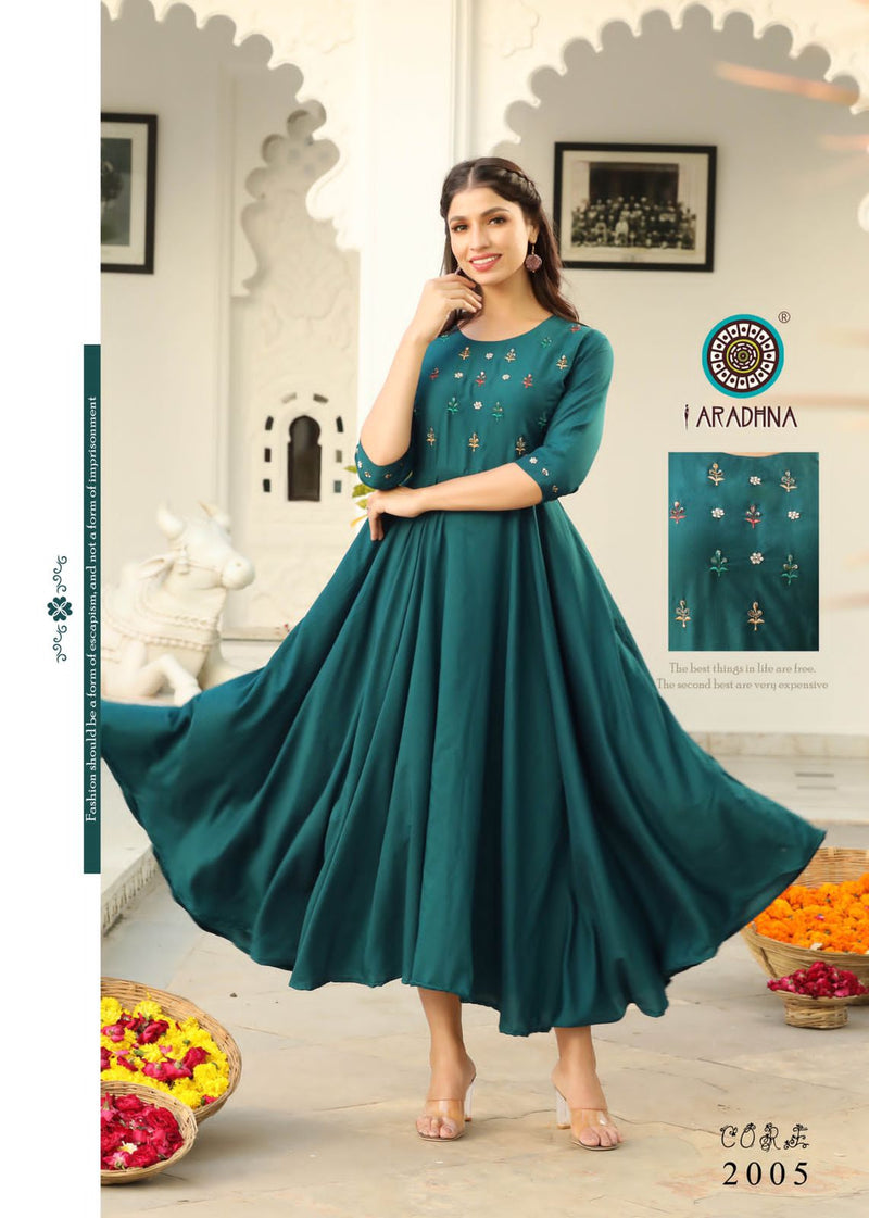 Aradhna Fashion Core Vol 2 Cotton Silk Gown Style Fancy Party Wear Kurtis