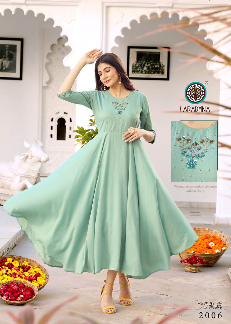 Aradhna Fashion Core Vol 2 Cotton Silk Gown Style Fancy Party Wear Kurtis
