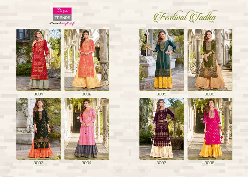 Diya Trends Tadka Vol 3 Rayon With Heavy Embroidery Work Stylish Designer Wedding Wear Fancy Kurti