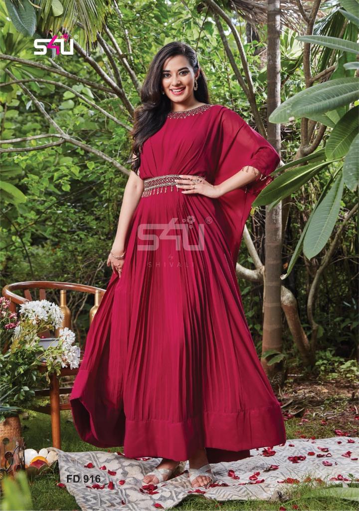 S4u Shivali Fd 916 Marron Fancy  Party Wear Kurti