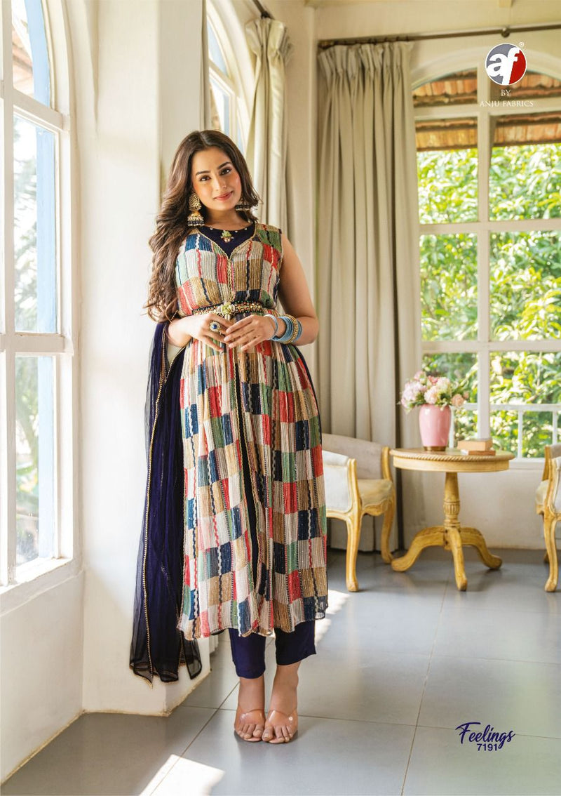 Anju Fabs Feelings Georgette With Beautiful Fancy Work Stylish Designer Attractive Look Fancy Kurti