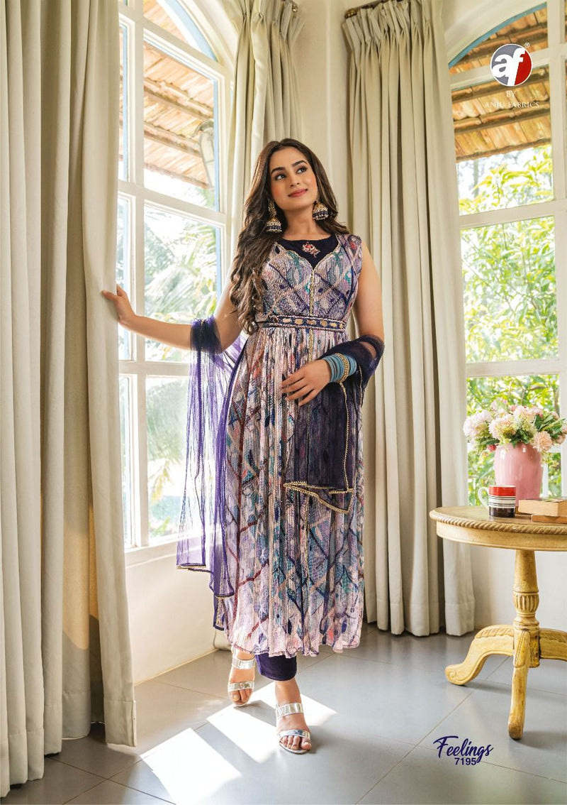 Anju Fabs Feelings Georgette With Beautiful Fancy Work Stylish Designer Attractive Look Fancy Kurti