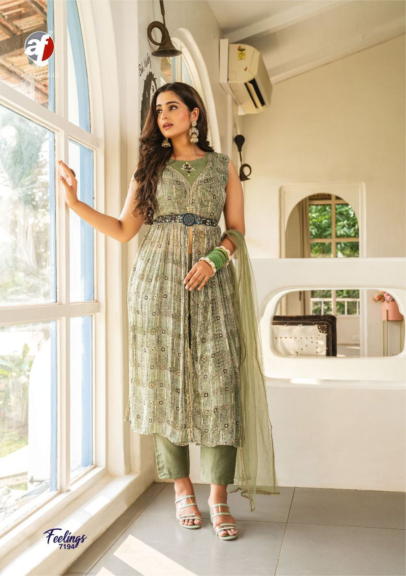 Anju Fabs Feelings Georgette With Beautiful Fancy Work Stylish Designer Attractive Look Fancy Kurti