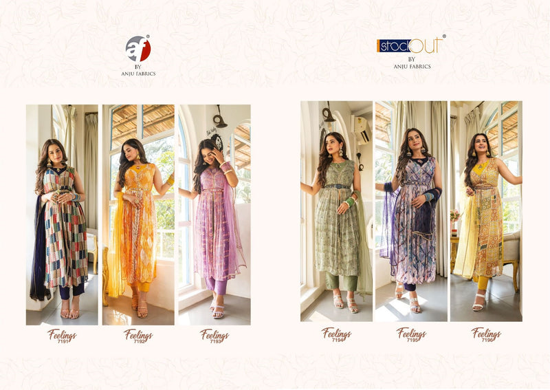 Anju Fabs Feelings Georgette With Beautiful Fancy Work Stylish Designer Attractive Look Fancy Kurti