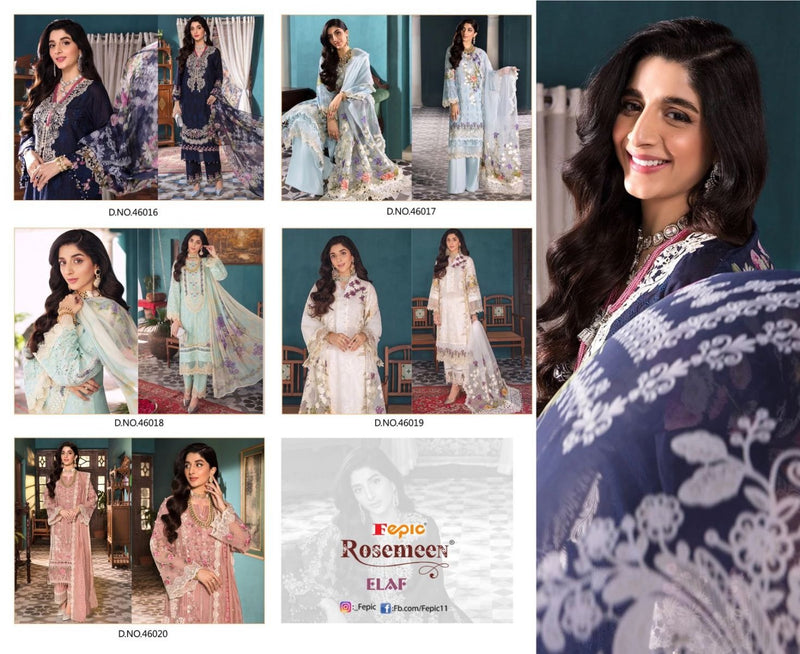 Fepic Rosemeen Elaf Cotton Pakistani Style Embroidered Party Wear Salwar Suits