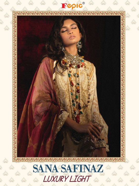 Fepic Suit Sana Safinaz Luxury Light Pure Cotton Printed Embroidery Work Salwar Suit