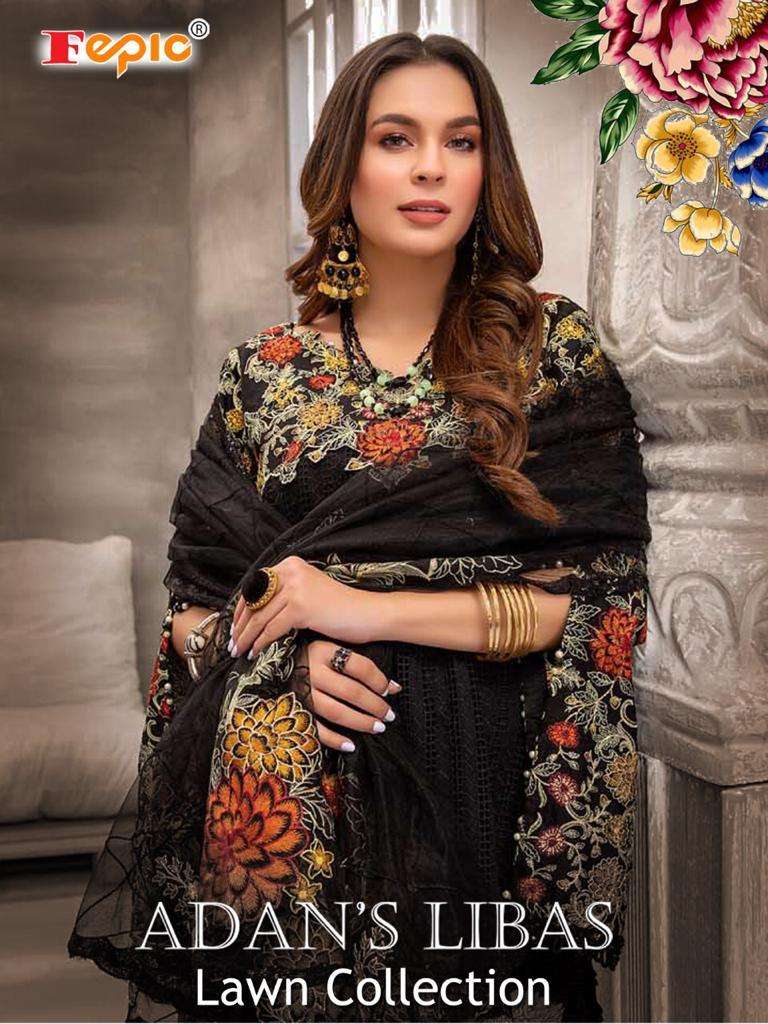 Fepic Adans Libas Lawn Collection Pure Cotton With Embroidered Bottom