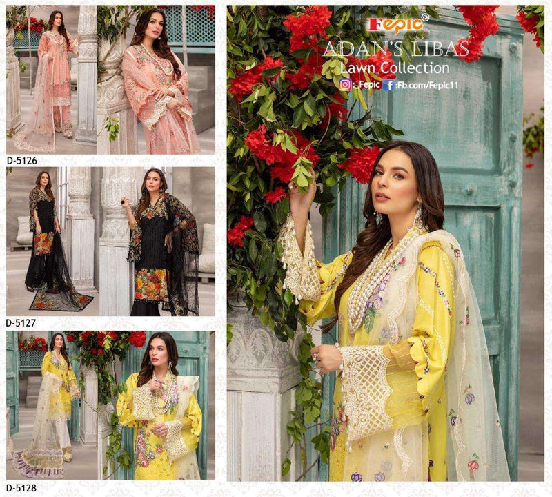 Fepic Adans Libas Lawn Collection Pure Cotton With Embroidered Bottom