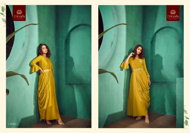 7 Pearls Festiva Georgette Fancy Handwork Designer Partywear Kurti