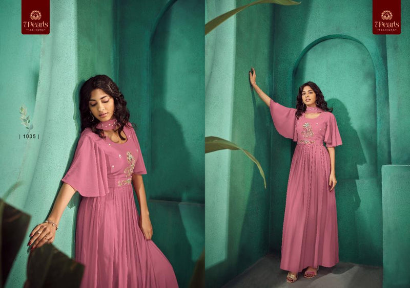 7 Pearls Festiva Georgette Fancy Handwork Designer Partywear Kurti