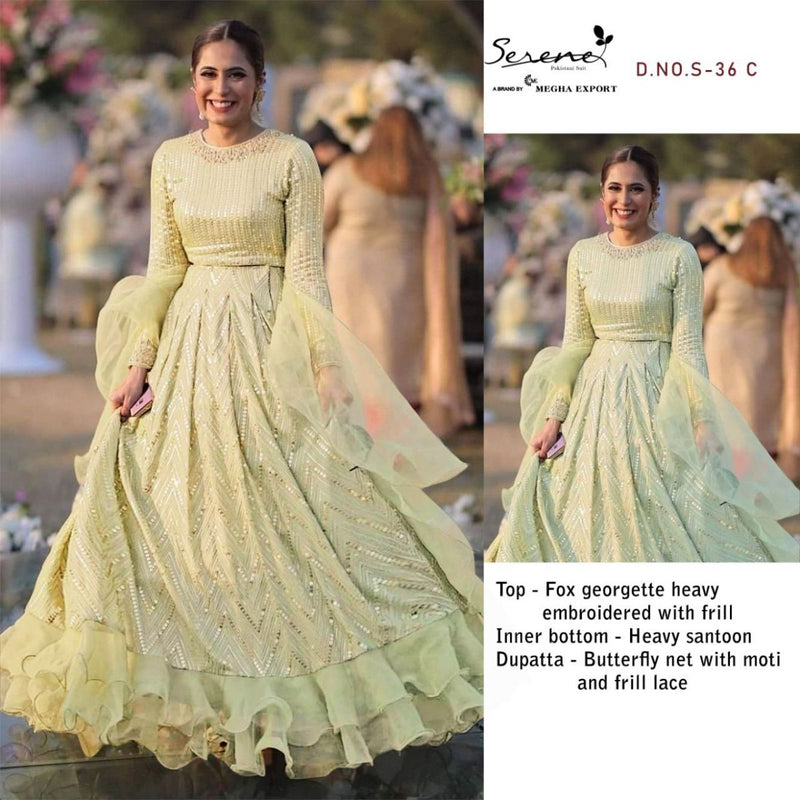 Serene Feza Georgette Designer Wedding Wear  Embroidered Suits