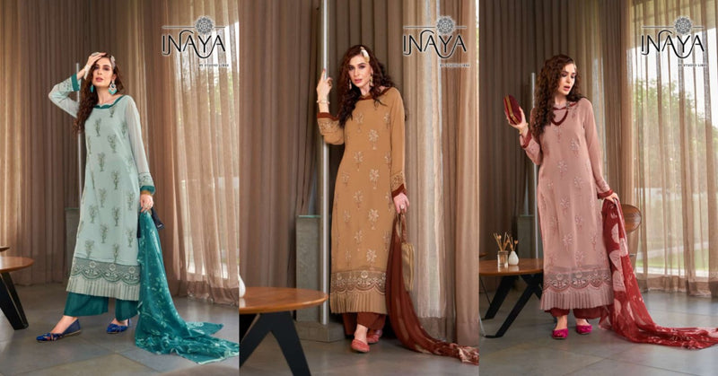 Inaya Figment Collection Georgette With Heavy Beautiful Embroidery Work Stylish Designer Fancy Kurti