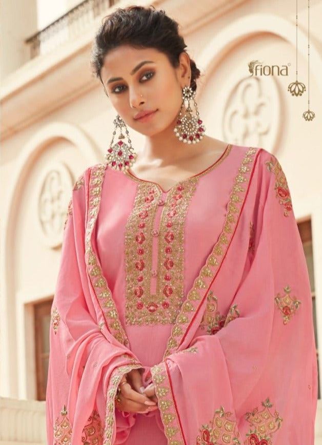 Fiona Ghazal Chinon Embroidered Wedding Wear Salwar Suits