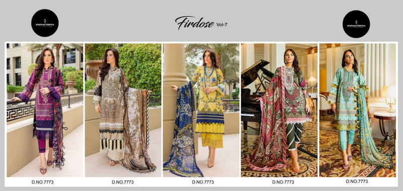 Shrhnaz Fabs Firdose Vol 7 Cotton Printed With Fancy Embroidery Work Stylish Designer Pakistani Salwar Kameez