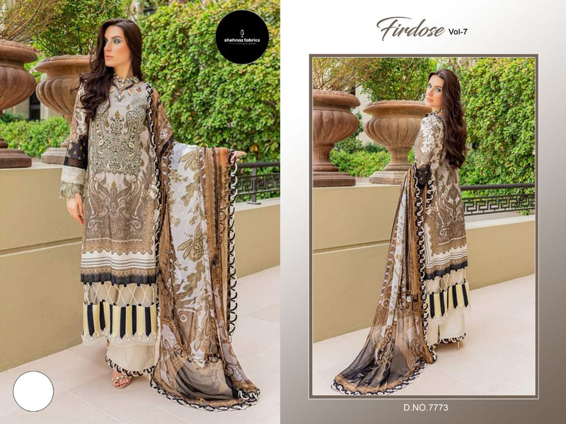 Shrhnaz Fabs Firdose Vol 7 Cotton Printed With Fancy Embroidery Work Stylish Designer Pakistani Salwar Kameez