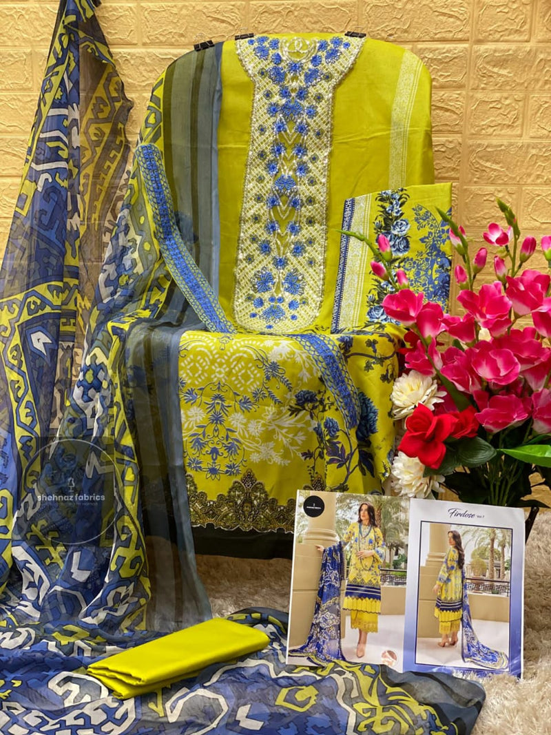 Shrhnaz Fabs Firdose Vol 7 Cotton Printed With Fancy Embroidery Work Stylish Designer Pakistani Salwar Kameez